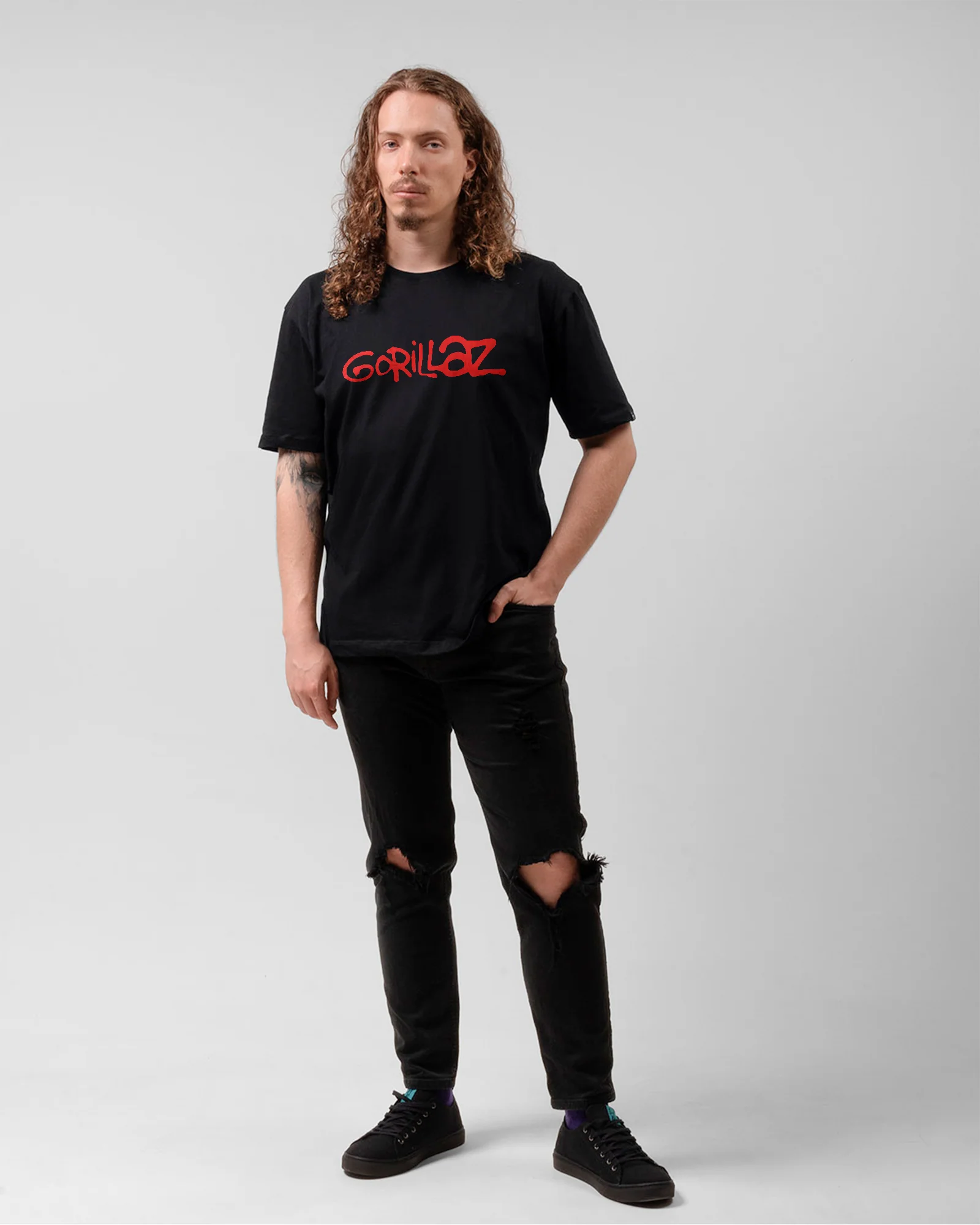 Camiseta Gorillaz Logo Clássica Vermelha - Image 5