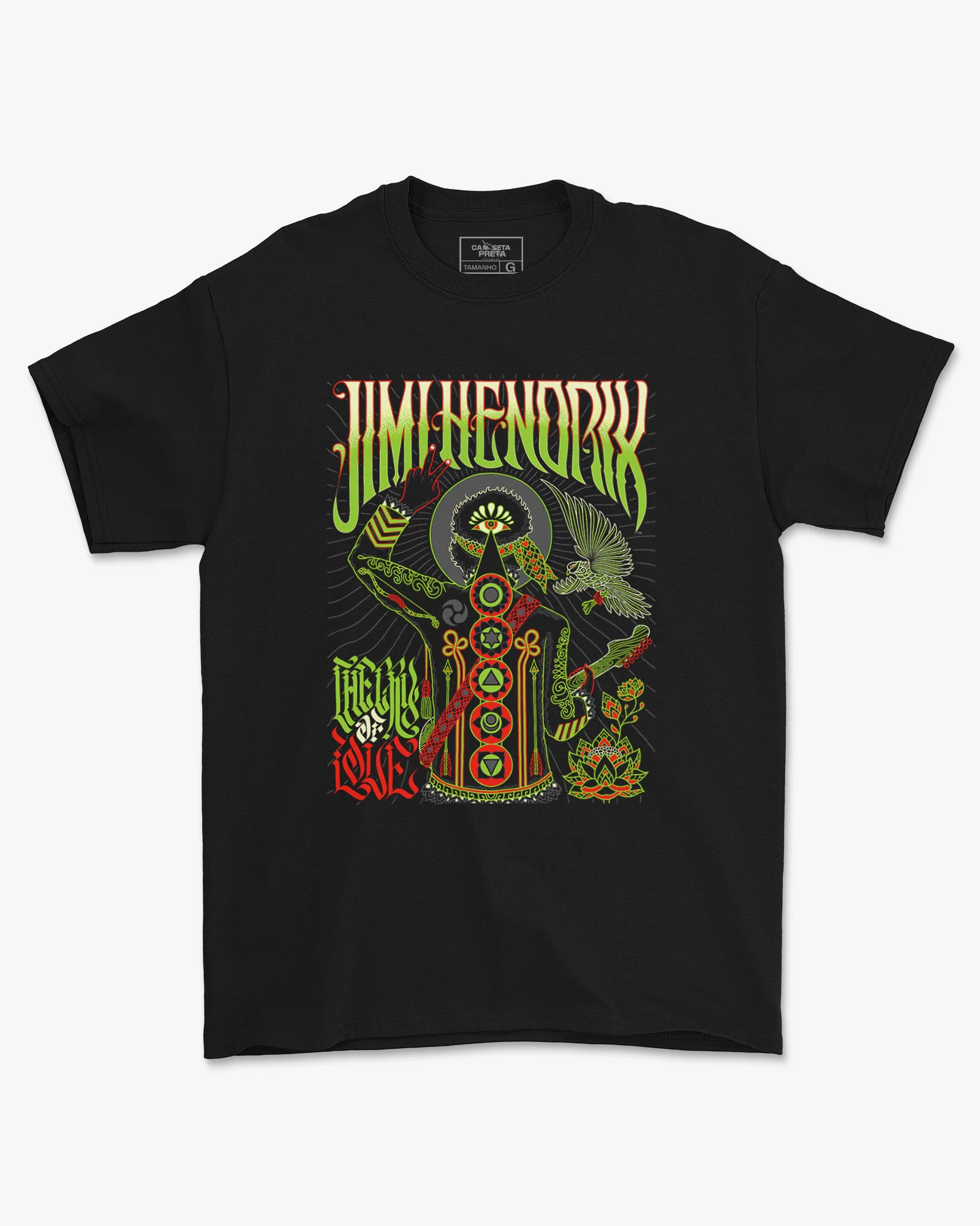 Camiseta Jimi Hendrix Of Love Rock Clássico