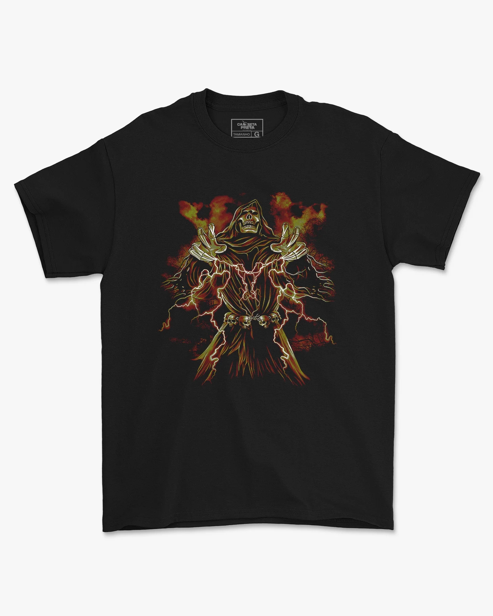 Camiseta Preta Caveira Rain