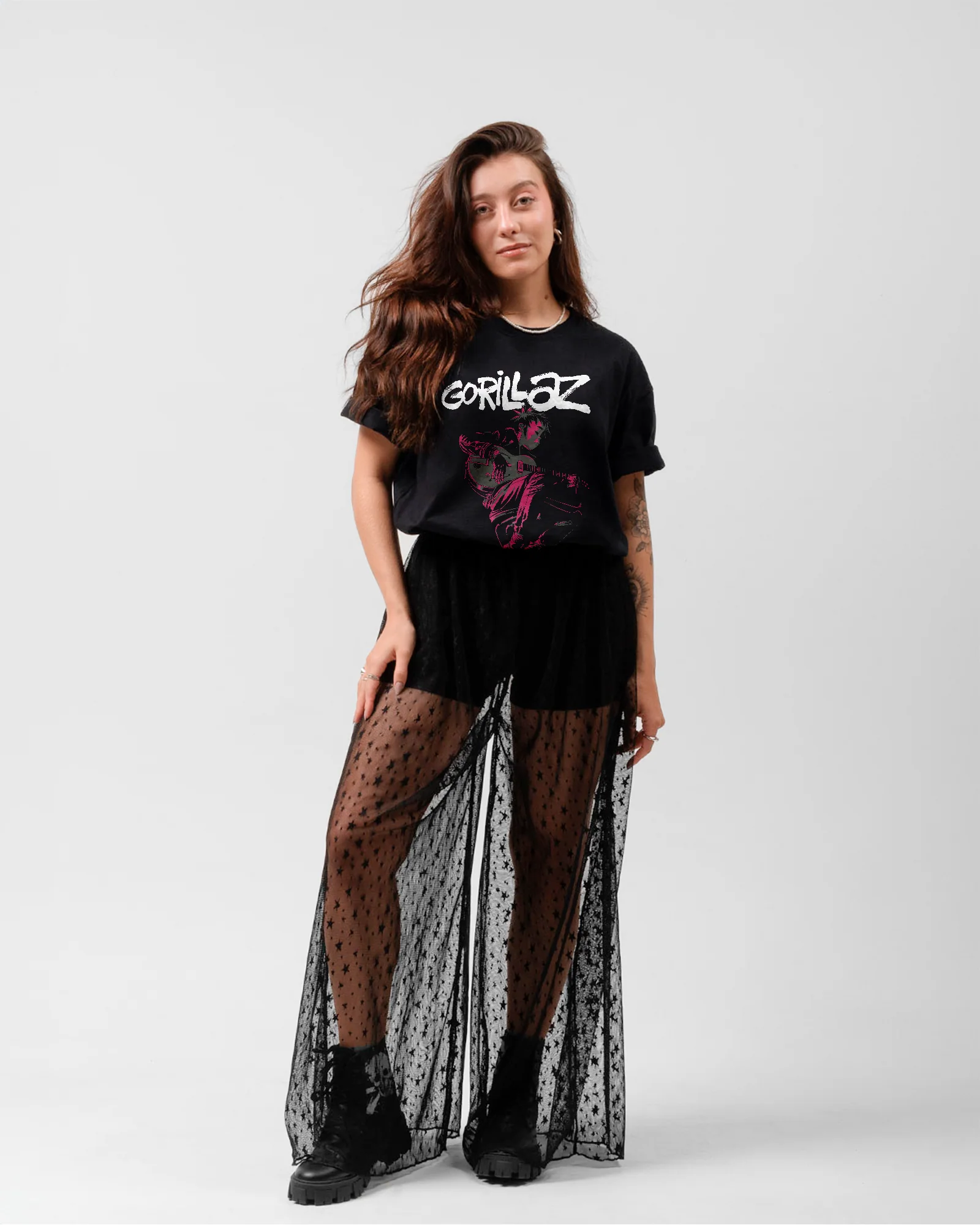 Camiseta Preta Gorillaz Estilo Semi Acústico - Image 4