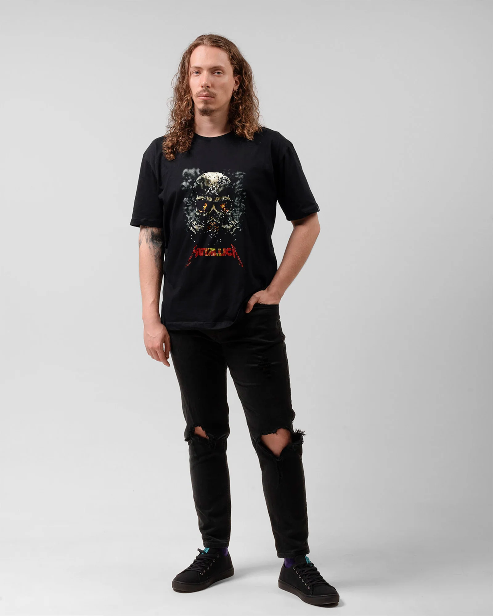 Camiseta Rock Metallica Gas Mask Estampa - Image 5
